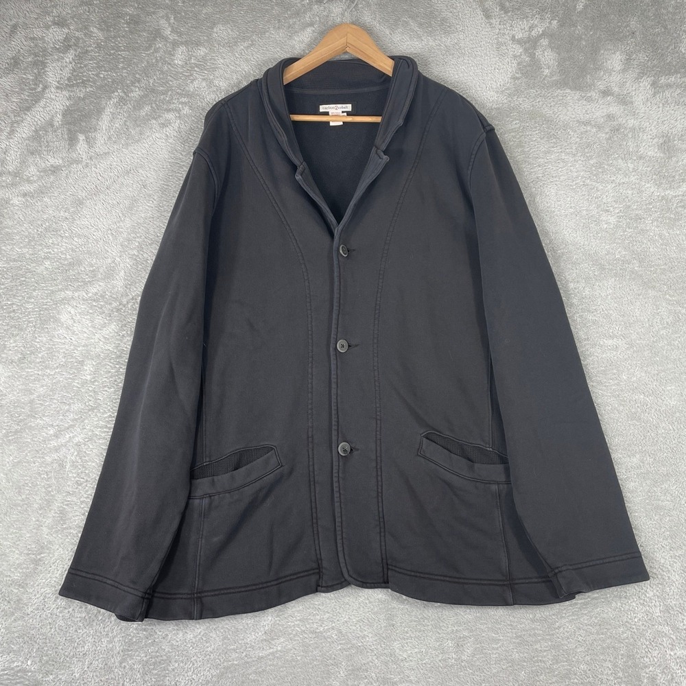 Carbon 2 Cobalt Blazer Jacket Womens XL Black Cotton Knit‎ Button Up Cardigan